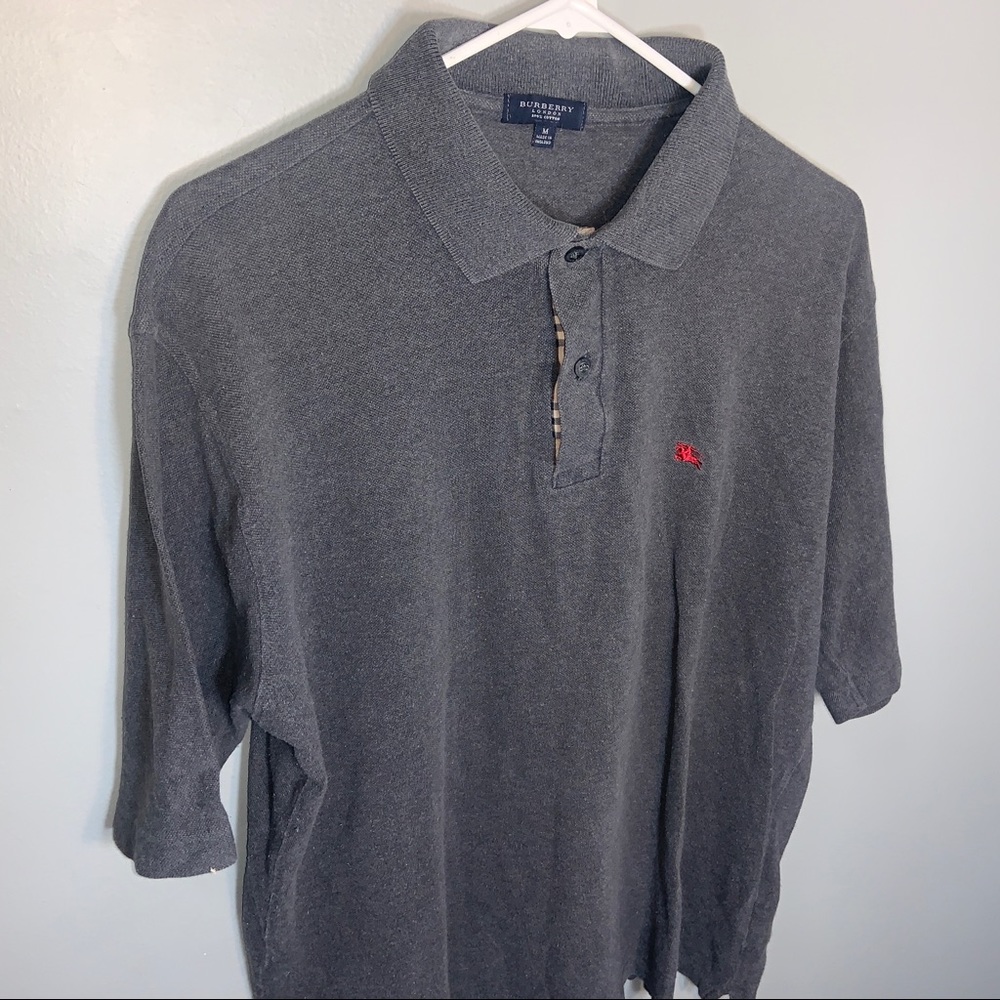 Men’s grey Burberry polo shirt nova check M